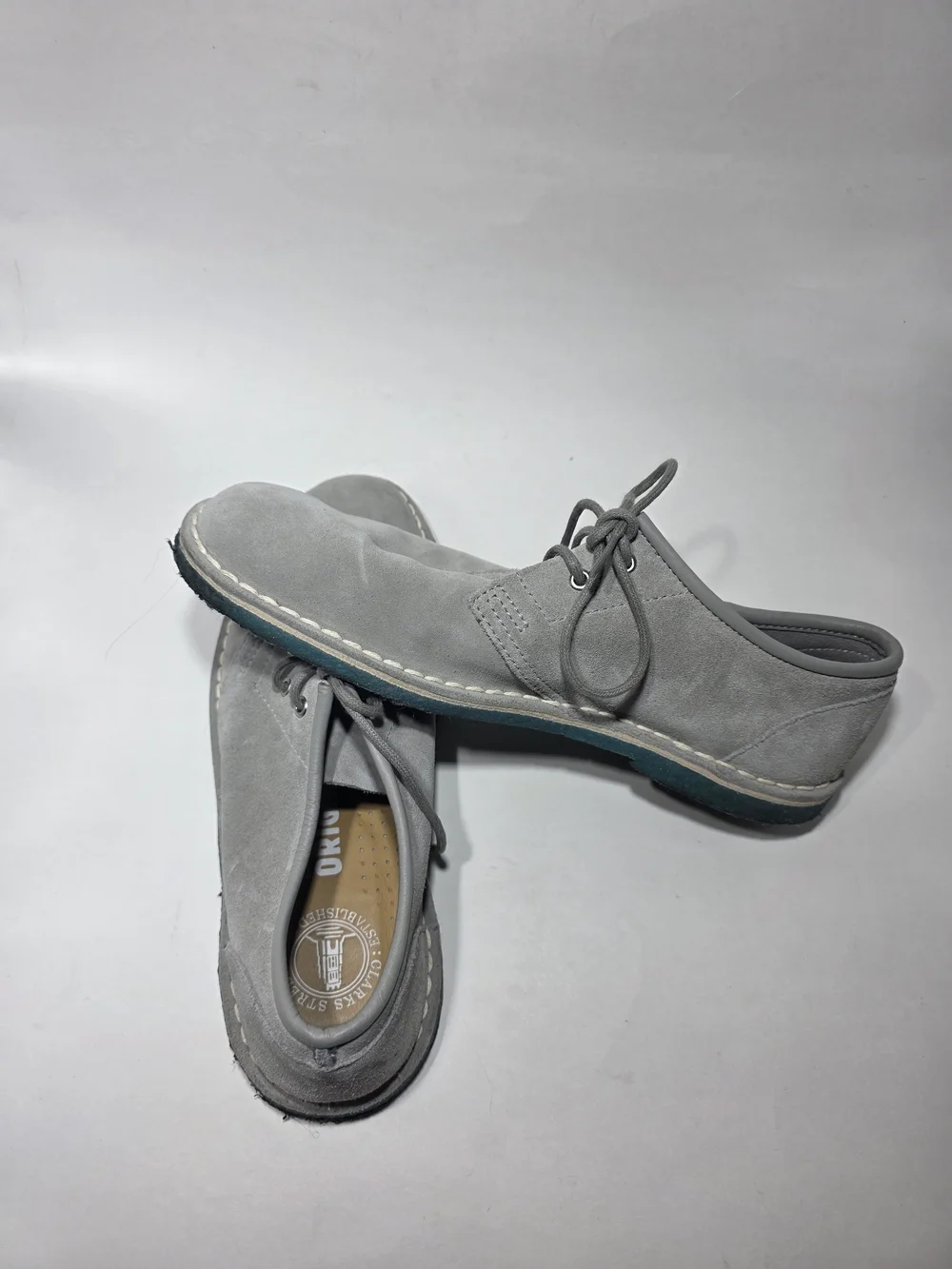 Clarks Originals Men’s 7M Gray Suede Lace Up Casual Wallabee Shoes